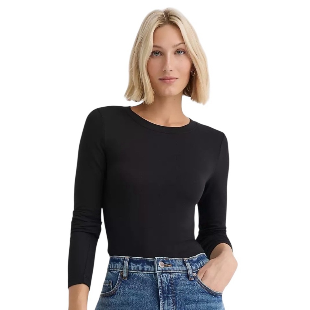 LOFT Long Sleeve Crew Neck Black Tee - NEW